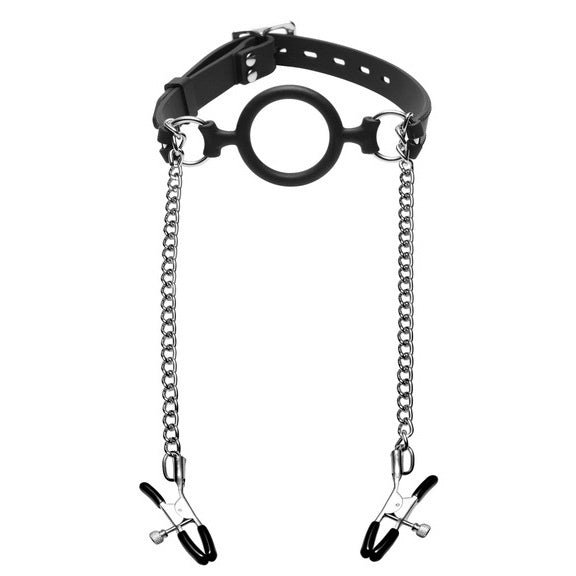 Mutiny Silicone O Ring Gag Plus Nipple Clamps