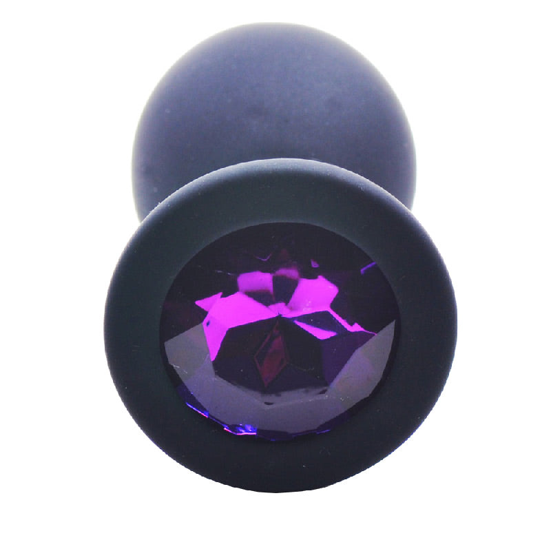 Medium Black Jewelled Silicone Butt Plug